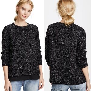 Club Monaco Kaelane Mix Media Black Layering Sweater Size Medium‎ Marled Knit M